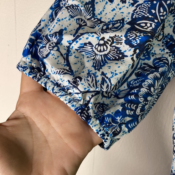 Velvet by graham Spence SHANII silk floral mini dress Batik blue print NWOT XS - Picture 7 of 16